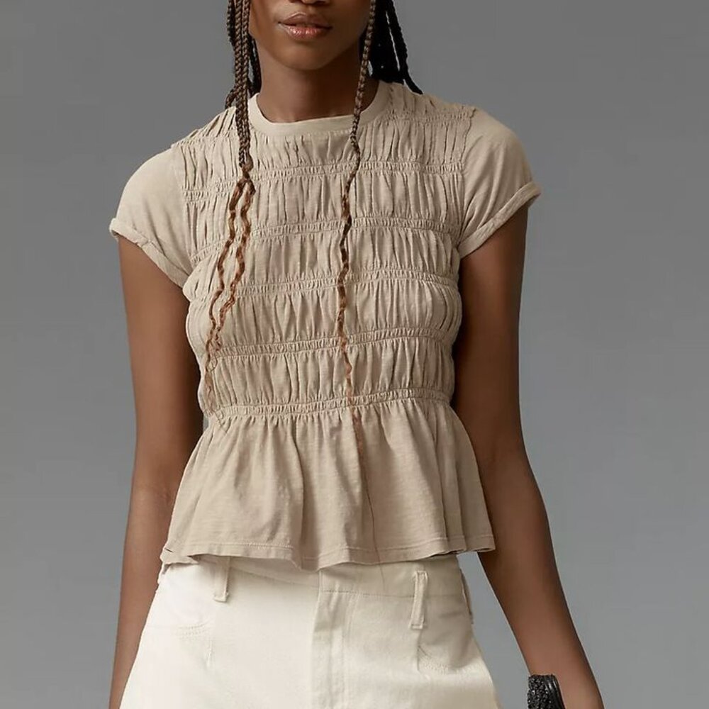 So Cute!!!  Anthropologie Ruched Cotton Tee